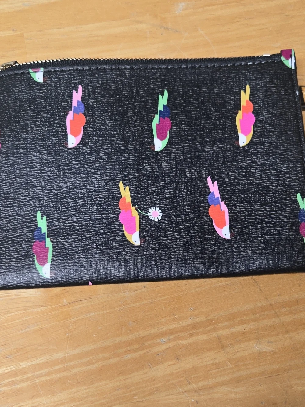 kate spade Black Parrot Print Wristlet Pouch